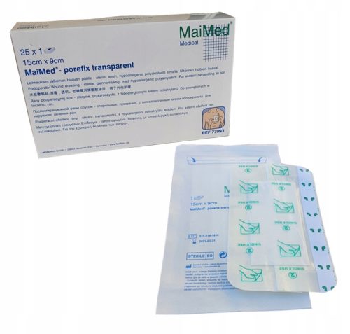 Sterilen prozorni obliž Porefix Transparent Steril 15x9 cm za pooperativne rane (25 kosov)