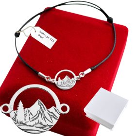 Srebrna zapestnica z gorami 925 GRAVIRANJE Niz Barve