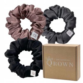   Eleganten komplet svilenih trakov za lase, 3 kosi v temnih barvah