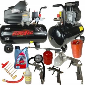   Kompresor Eurotec 50L tlačni kompresor z oljem + 15-v-1 set 3.8KM 8BAR 260L/min