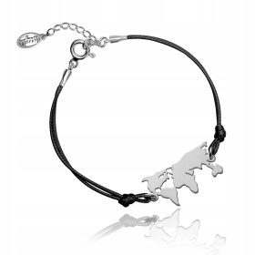 Zapestnica z zemljevidom sveta, prevlečena s srebrom