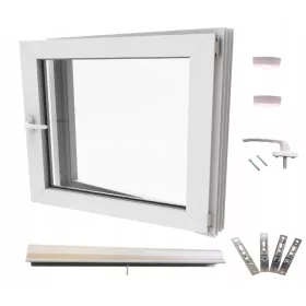   Toplo belo PVC okno za desno stran, dimenzije 60x60 cm, kompletni set