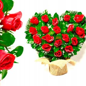 Srček z umetnimi rožami za grob