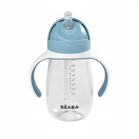 Beaba Neprelivna skodelica s slamico 300 ml modra