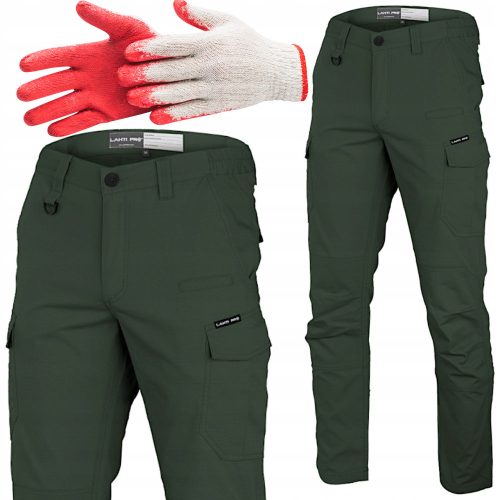 LAHTI PRO Zelene Slim Fit Delovne Hlače velikosti 3XL