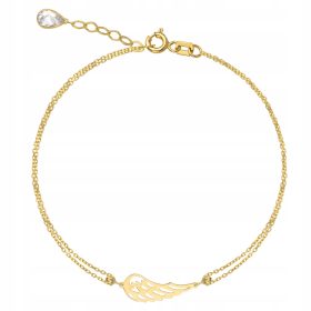   Zapestnica s podvojno verižico iz 585 zlatega materiala, GRAVIRANJE angelskih kril