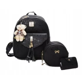   Elegantni ženski nahrbtnik 3v1 Teddy Bear Purse z držalom za vizitke v 2 barvnih vzorcih