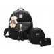 Elegantni ženski nahrbtnik 3v1 Teddy Bear Purse z držalom za vizitke v 2 barvnih vzorcih