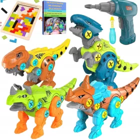   Dinozavrski konstrukcijski set s priročnim izvijačem za sestavljanje kock in komplet vijakov