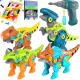 Dinozavrski konstrukcijski set s priročnim izvijačem za sestavljanje kock in komplet vijakov