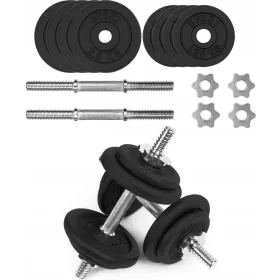   Hantle za vadbo iz litega železa 2x10kg nastavljive kovinske palice 28mm - komplet obremenitve 20kg