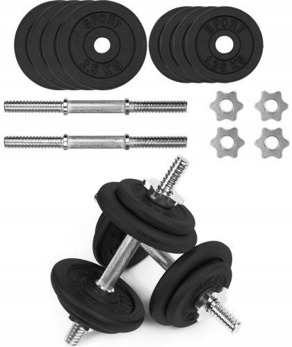 Hantle za vadbo iz litega železa 2x10kg nastavljive kovinske palice 28mm - komplet obremenitve 20kg