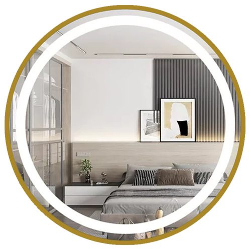 Eleganten okrogel LED ogledalo zlato 50 cm