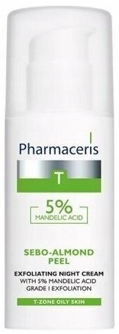 Krema PHARMACERIS T SEBO-ALMOND PEEL 5% za nočno nego aknaste kože, 50 ml