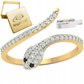 ZLATA OBROČKA S KAČO, VODA S CIRKONIJI, ZLATO 585