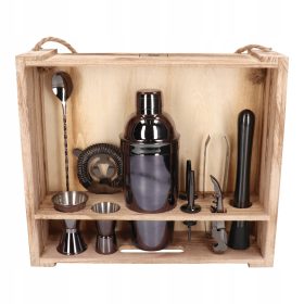   Whisky Rocks luksuzni barmanov set s 11 deli v sijajni črni škatli