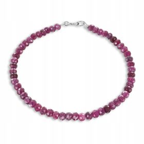 Bracelet with Natural Rubies, Faceted Rings, 4mm