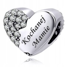 PERLA SRČNI OBESKI S CIRKONIJI, 925 SREBRO + GRAVIRANJE