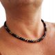 MEN'S HEMATITE TIGER'S EYE ONYX NECKLACE 42cm