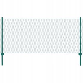   vidaXL mrežasta ograja s stebrički, jeklo, 25 x 0,75 m, zelena