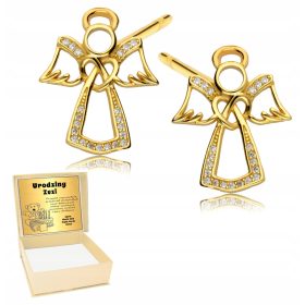   Zlate uhančki 925 Angelčki za otroke s cirkoniji | Čudoviti zlati uhančki s cirkoniji v obliki angelčkov, primerni za posebne priložnosti kot so obhajilo, krst ali rojstni dan. Izdelani iz visokokakov