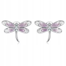  Srebrni uhani Fraise S925 z vijoličnimi kačjimi pastirji