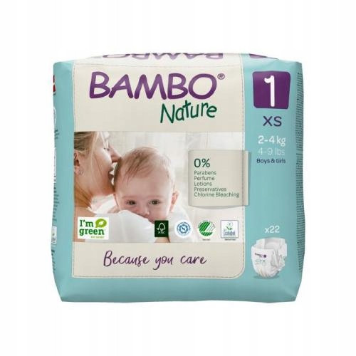 Bambo Nature Ekološke Plenice 1 za Novorojenčka 2-4 kg, 22 kosov