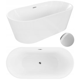   Mexen Luna premium prostostoječa akrilna kad s sredinskim odtokom 150 x 75 cm, idealna za vašo kopalnico. Ta elegantna in vzdržljiva kopalna kad iz serije Luna prinaša vrhunsko udobje in estetski vide