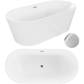   Mexen Luna prostostoječa akrilna kad s sredinskim odtokom 180 x 80 cm