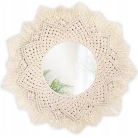  Tutumi stensko ogledalo, krog, lesen okvir, 60 x 60 mm