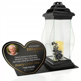   Velika XXL SVEČA + LED vložek + personalizirana podstavka za grob babice ali dedka