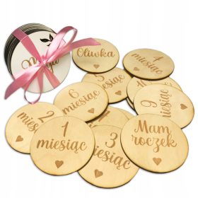 Drevesne tablice za fotografiranje z meseci in imenom