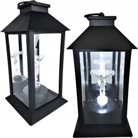 Velika črna LED svetilka na baterije s križem