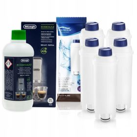   5x FILTR ZA VODO + SREDSTVO ZA ODSTRANJEVANJE KAMNECA DeLonghi 500 ml SET