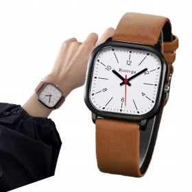 Elegantni kvadratni ura na klasičnem usnjenem paščku