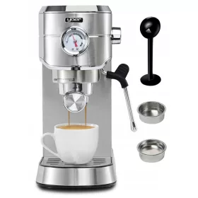Yoer Lungo 1450 W portafilter espresso aparat, srebrno/siv
