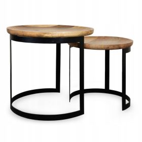 Okrogla klubska mizica Harvey 2 kosa Homla 53x51/43x43 cm