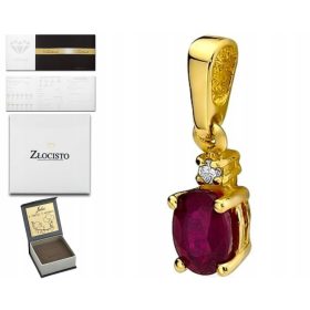 Zlata verižica z diamantom in rubinom 585