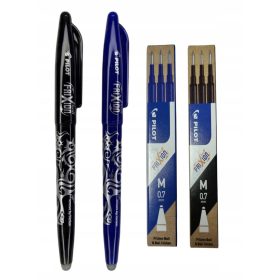   Dolgopis Frixion Pilot za brisanje, modri in črni, 0,7 mm, 6 kartuše