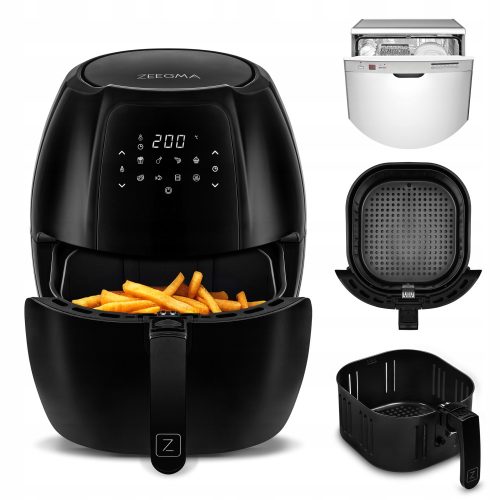 ZE-KNAPPER GRAND BLACK 1800 W Air Fryer - Velika družinska friteza brez olja 7,7 l