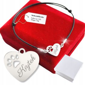   Srebrna zapestnica za šape 925 Z GRAVIRANJEM Imena Psa Mačke