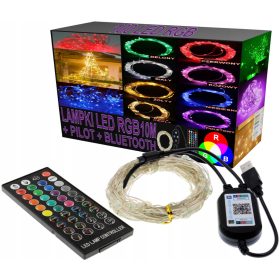   Lampice 10m 100 LED RGB žice Barvite Bluetooth Aplikacija USB
