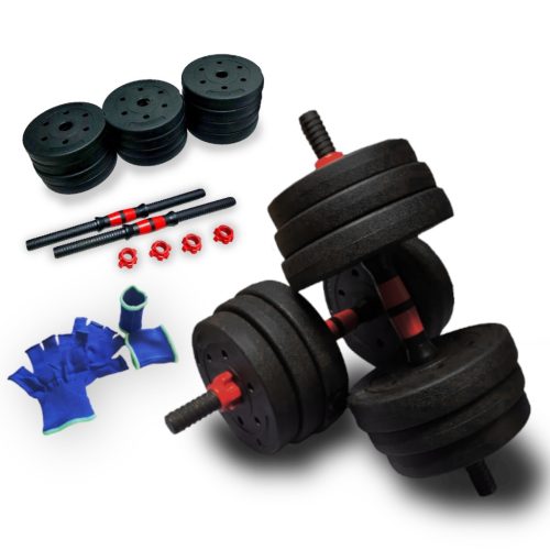 Nastavljive uteži 2x10 kg bitumenske, set 20 kg za popolno telovadbo doma