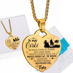   Zlata ogrlica s srcem za hčerko od očeta s graviranjem - Darilo za ženski dan