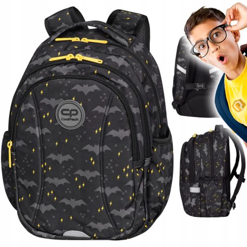 CoolPack večpredstavnostni šolski nahrbtnik Dark Night za fante, primerno za 1. do 4. razred, črna barva