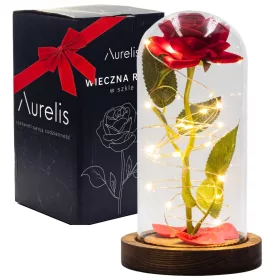   Aurelis Večna Roža v Steklu Svetleča LED PREMIUM DARILNA IDEJA ZA VALENTINOVO
