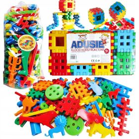   ZIDAVA KOCKE ZA KONSTRUKCIJO "MEŠANICA VAFLJEV 80 DEL + VAFLJI 48 ADUSIE - 128 elementov"