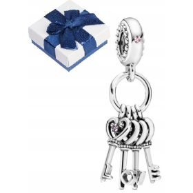 Obesek Srčni ključi ljubezni Srebrna verižica 925