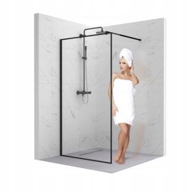 SEVANTE Walk-in Tuš Steklena Stena 80 cm Črna Loft