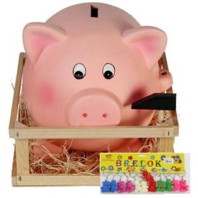   Keramična pujska skarbonka z obeskom za ključe Medvedek Keys